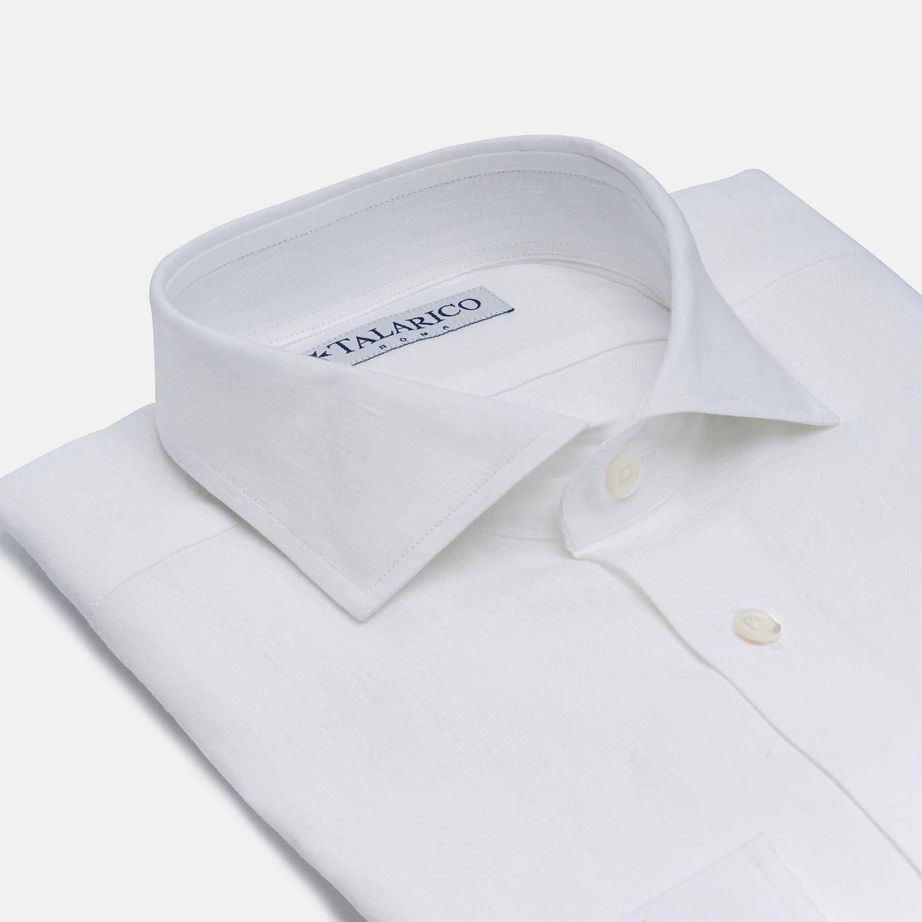 Camicia In Lino Collo alla Francese Bianca