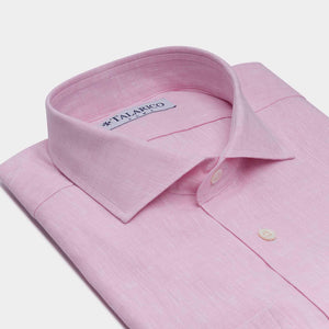 Camicia In Lino collo alla Francese Rosa