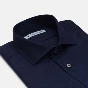 Camicia Talarico in Lino Blu Scuro Collo alla Francese